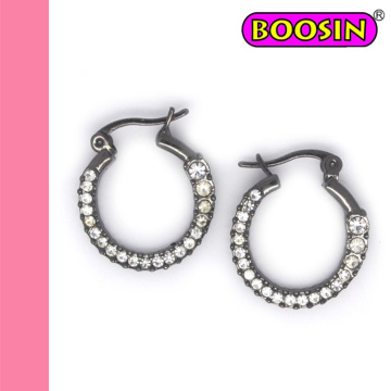 Vente en gros 2016 New Fashion Shiny Black Circle Clip-on Earring # 21610